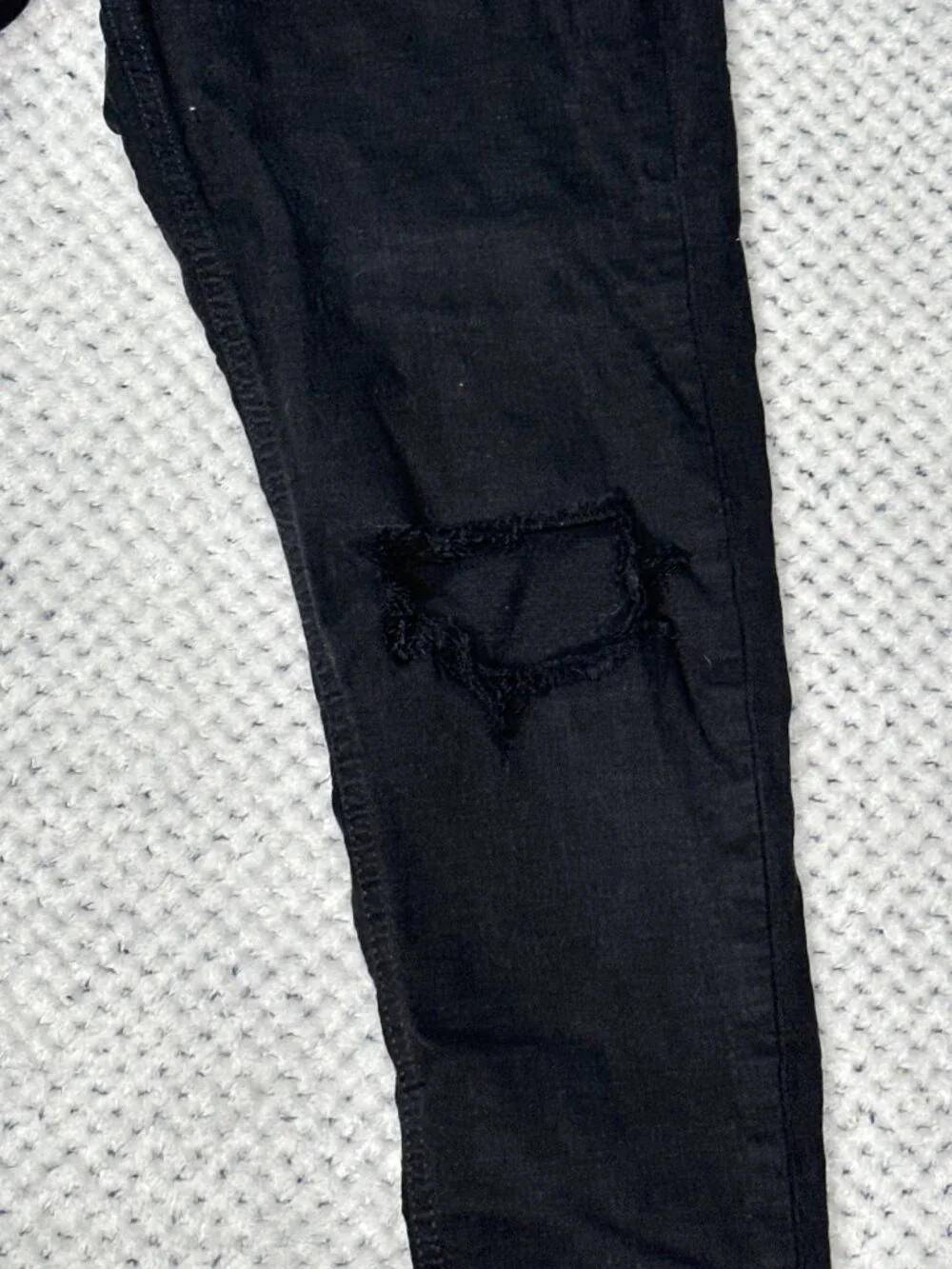 Topshop Jamie Jeans Womens W30 Black High Rise Skinny Distressed Knee Stretch